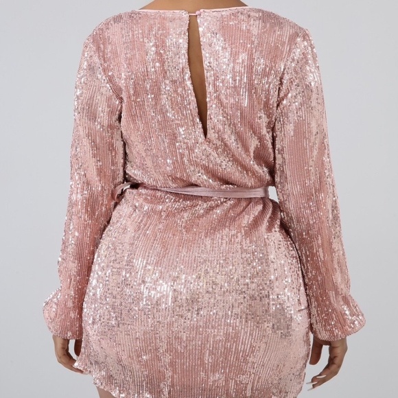 Jae Quinn Vault | Rose Gold Sequin Long Sleeve Dress - Picture 3 of 4